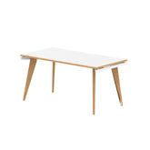 Oslo 1600mm Single Starter Desk White Top Natural Wood Edge White Frame OSL0122 DD